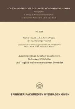 Paperback Zusammenhänge Zwischen Einzelfehlern, Einflanken-Wälzfehler Und Tragbild Evolventenverzahnter Stirnräder [German] Book