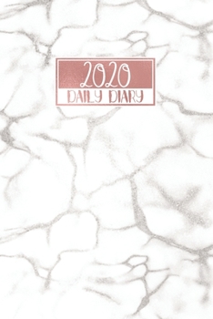 2020 Daily Diary: A5 Full Day on a Page to View DO1P Planner Lined Writing Journal Silver Grey Marble with Rose Gold Lettering
