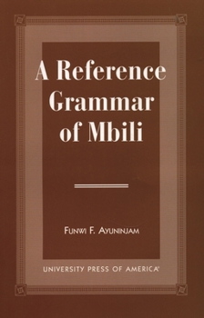 Paperback A Reference Grammar of Mbili Book