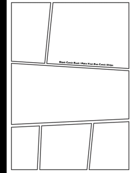 Paperback Blank Comic Book: Make Your Own Comics - Large Comic Strips - 25 Different Layouts - Black and White Book