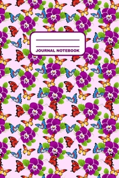 Paperback Journal Notebook: Notebook, Journal, Or Diary - Butterflies Flowers Pattern Cover Design - 110 Blank Lined Pages - 6" X 9" - Matte Finis Book