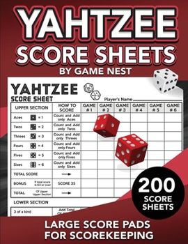 Paperback Yahtzee Score Sheets: 200 Large Score Pads for Scorekeeping 8.5" x 11" Yahtzee Score Cards Book