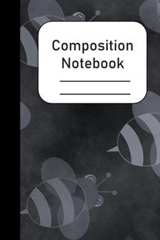 Paperback Composition Notebook: Cute bumblebee black/gray background designed, college ruled lined notebook Book