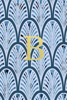 B: Blue art deco print with gold lettering initial notebook jotter