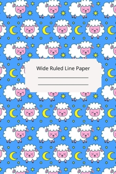Cute Baby Sheep Theme Wide Ruled Line Paper