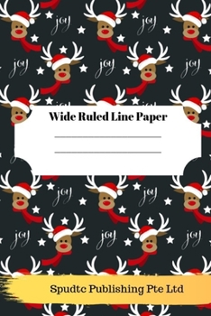 Paperback Cute Reindeer Theme Wide Ruled Line Paper Book