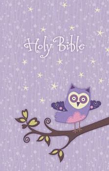 Hardcover Holy Bible: New King James Version Purple Owl Glittery, Appliqued Cloth Book