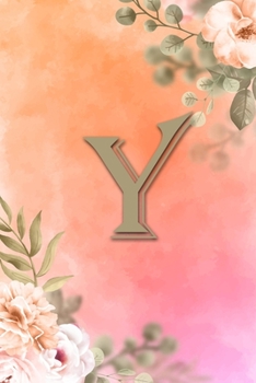 Y: Initial Y Notebook for Womens and Girls, Pink Green Flower 6 x 9 120 pages
