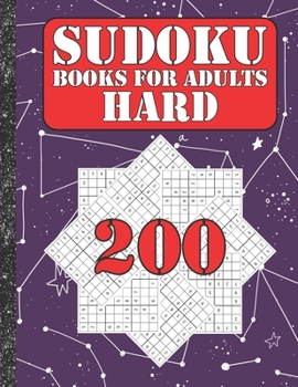 Paperback Sudoku books for adults hard: 200 Sudokus from hard with solutions for adults Gifts Sudoku hard book Galaxy Sky Lover adults, kids Book