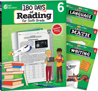 Paperback 180 Days Reading, Math, Writing, & Language Grade 6: 4-Book Set Book