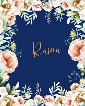 Paperback Raina Dotted Journal: Personalized Notebook Creative Journaling Custom Name Dotted Bujo Notes Writing Journal Pretty Blue Watercolor Flowers Book