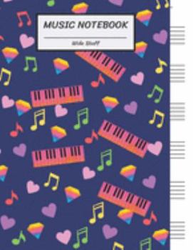 Paperback Music Notebook Wide Staff: Cute Little Heart Rainbow Diamond, Piano Keyboard/Blank Music Sheet Notebook, Big Staff Paper, Music Manuscript Paper, Book