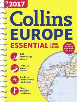 Spiral-bound 2017 Collins Europe Essential Road Atlas Book