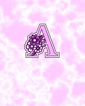 Paperback A: Gorgeous Marble Monogram Initial Notebook for Ladies with flower design on each page Book