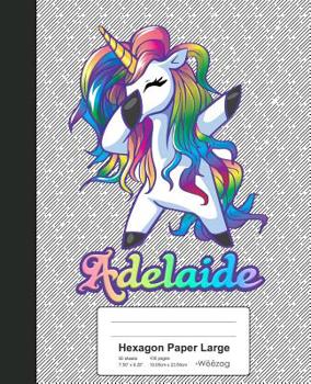 Paperback Hexagon Paper Large: ADELAIDE Unicorn Rainbow Notebook Book