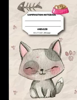 Paperback Composition notebook unruled 200 pages, 8.5 x 11 inch, Kawaii cutie cat: Large composition book journal for school student/teacher/office Book