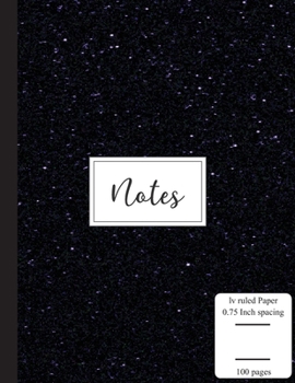 Notes: Low Vision Notebook | 0.75 Inch LV Ruled Paper | Full Size Bold  Large Print Lined | Page Numbers | Wisteria Midnight Blue Cover