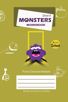 Paperback School of Monsters Workbook, A5 Size, Wide Ruled, White Paper, Primary Composition Notebook, 102 Sheets (Beige) Book