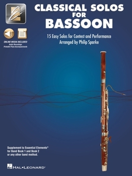Paperback Classical Solos for Bassoon: 15 Easy Solos for Contest and Performance with Online Audio & Printable Piano Accompaniments Book