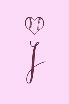 J: Name Monogram Initial J Softball 6x9" Lined Notebook/Journal Gift Idea For Girls, Women, School, College and Work