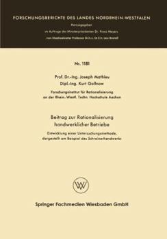 Paperback Beitrag Zur Rationalisierung Handwerklicher Betriebe: Entwicklung Einer Untersuchungsmethode, Dargestellt Am Beispiel Des Schreinerhandwerks [German] Book