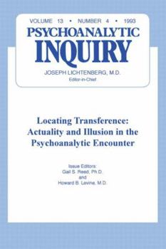 Hardcover Locating Transference: Psychoanalytic Inquiry, 13.4 Book