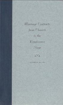 Hardcover Marriage Contracts from Chaucer to the Renaissance Stage Book