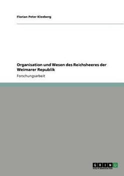 Paperback Organisation und Wesen des Reichsheeres der Weimarer Republik [German] Book
