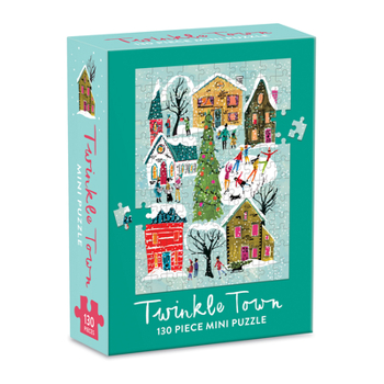 Galison Twinkle Town Mini Puzzle, 130 Pieces, 6” x 8.25” – Holiday Jigsaw Puzzle Featuring a Festive, Snowy Scene by Louise Cunningham – Thick, Sturdy Pieces, Great Gift Idea