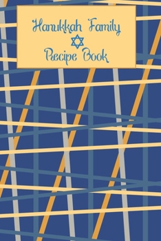 Paperback Hanukkah Family Recipe Book: Simple Blue and Yellow Striped Food Journal Book