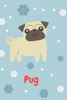 Pug: Pug Notebook Cute Novelty Pug Gifts for Girls Kids Teens Students Women Men, Wide Rules Lined A5 Blue Paperback Journal Book Notepad Organiser Diary To Do List Back to School Home College Writing