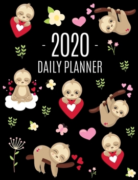 Paperback Baby Sloth Daily Planner 2020: Cute Animal Planner & Weekly Organizer Large Monthly Agenda Scheduler for Meetings and Appointments Cool Black Jungle Book