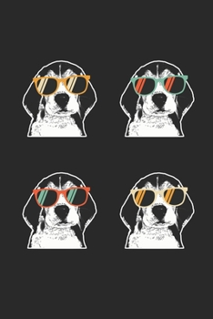Paperback Beagle Notebook - Retro Beagle With Sunglasses Journal - Beagle Diary: Medium College-Ruled Journey Diary, 110 page, Lined, 6x9 (15.2 x 22.9 cm) Book