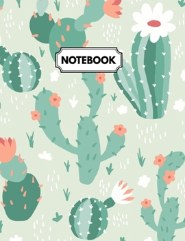 Paperback Notebook: Floral Cactus Daily Journal, Ruled White Paper, Blank Lined Note Book To Write In Book