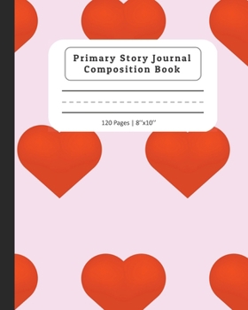 Paperback Primary Story Journal Composition Book: Composition Notebook with Dotted Midline & Picture Space - Grades K-2 School Exercise Book - Pink Background w Book