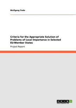 Paperback Criteria for the Appropriate Solution of Problems of Local Importance in Selected EU-Member States Book