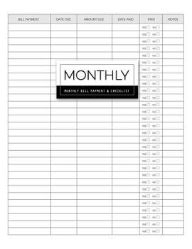 Paperback Monthly Bill Payment & Checklist: Expense Finance and Money Debt Tracker or Financial Bill Organizer (Planning Budgeting Record) Budget Expense Planne Book