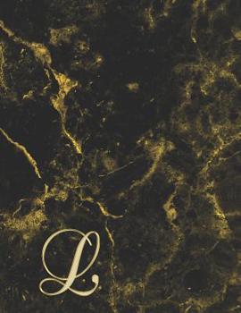 Paperback L: College Ruled Monogrammed Gold Black Marble Large Notebook Book