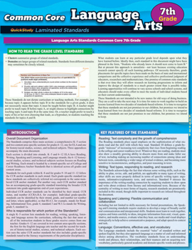 Wall Chart Ccss: Language Arts 7th Grade Book