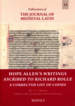 Paperback Hope Allen's Writings Ascribed to Richard Rolle: A Corrected List of Copies Book