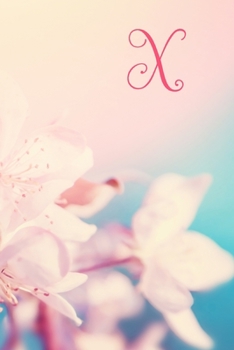 X: Monogram Initial Notebook and diary with pink floral design