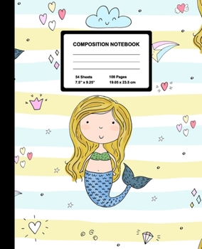 Paperback Composition Notebook: Pretty Blond Mermaid - Wide Ruled Paper Journal - Blank Lined Workbook for Teens Kids Students Girls, for Home School Book