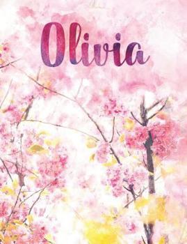 Paperback Olivia: Personalized Journal - A Pink Cherry Blossom Diary Book