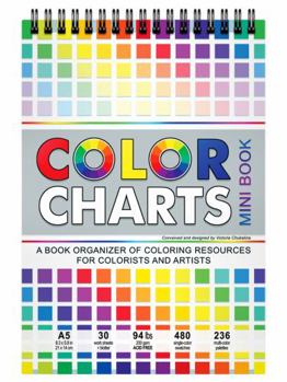 Color charts. A mini book organizer of coloring resources for colorists and artists on thick artist paper with a spiral binding on the top - A5 format