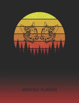 Monthly Planner: Kittens | 2 Year Planning for Jan 2020 to Dec 2021 | Retro Vintage Sunset Cover | January 20 - December 21 | Planning Organizer ... | Plan Days, Set Goals & Get Stuff Done