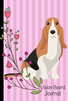 Vision Board Journal: 2020 Monthly Goal Planner Tracker Notebook Basset Hound Dog Pink Cover