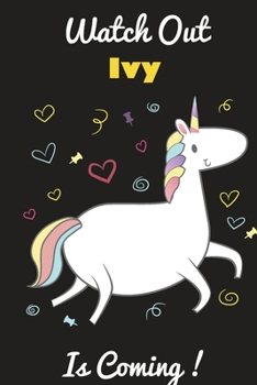 Ivy: Cute Unicorn - Personalized Blank Lined Journal Notebook Gift For Girls