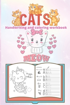 Paperback Cats Handwriting and coloring workbook: Kitten Handwriting Practice, letter tracing workbook for kids ages 3-5, My first kitten coloring book