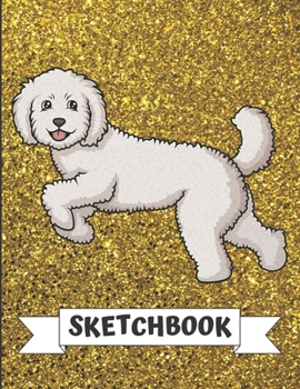 Sketchbook: Gray White Labradoodle Dog Cover Design with Glitter Printed Notebook and Journal. Perfect Doodling, Sketching and Writing Book for Kids and Adult of All Ages.