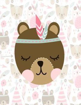 Notebook: Cute Bear Face Notebook For Girls, Large Size - Letter, Wide Ruled